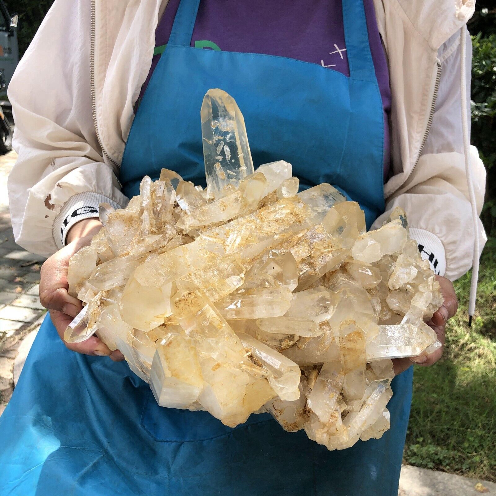 18.21LB Natural Clear white quartz crystal cluster Mineral specimen healing