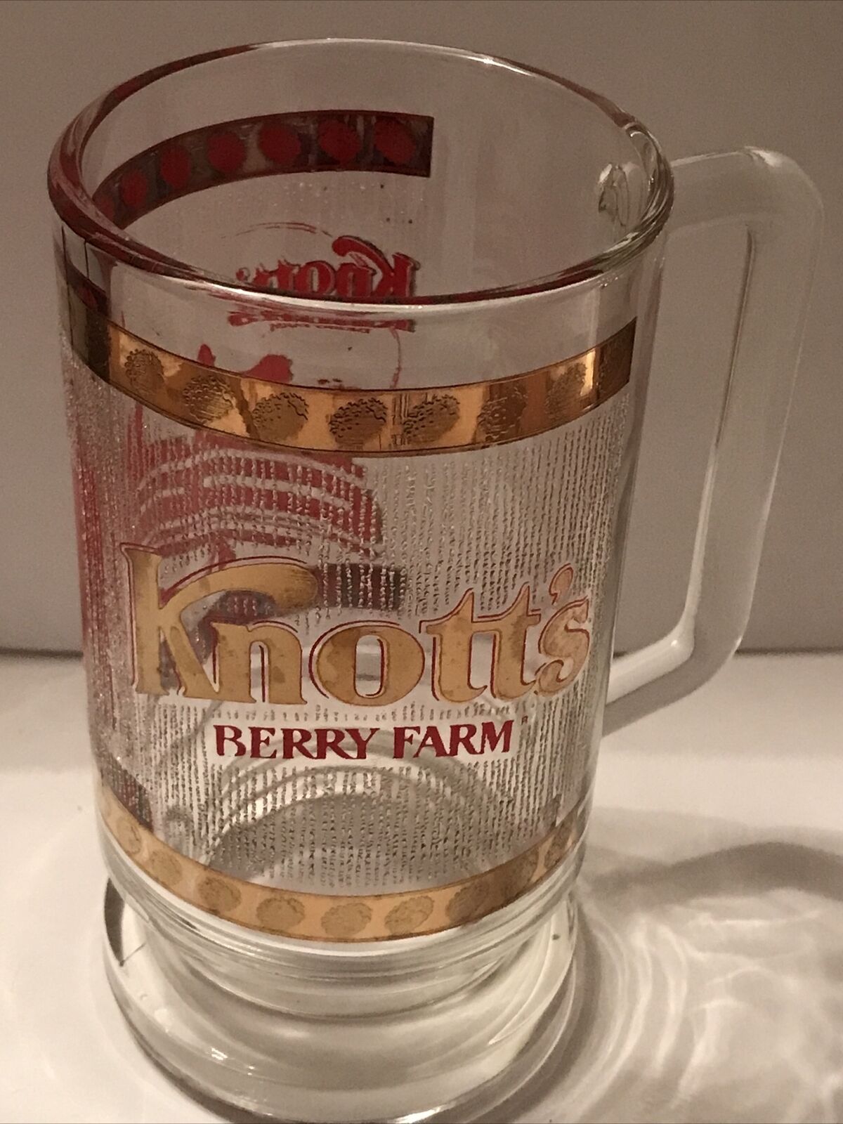 Knott's Berry Farm 22K Gold Plated Glass Beer Stein Souvenir Mug Tankard