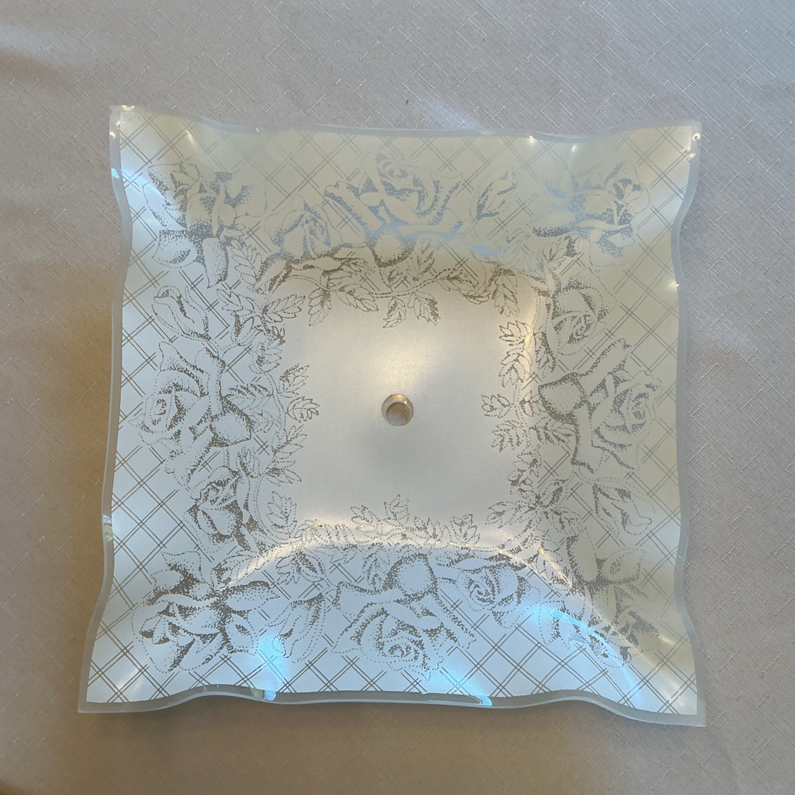 Vintage 11” Square Embossed with Roses Ceiling Fixture