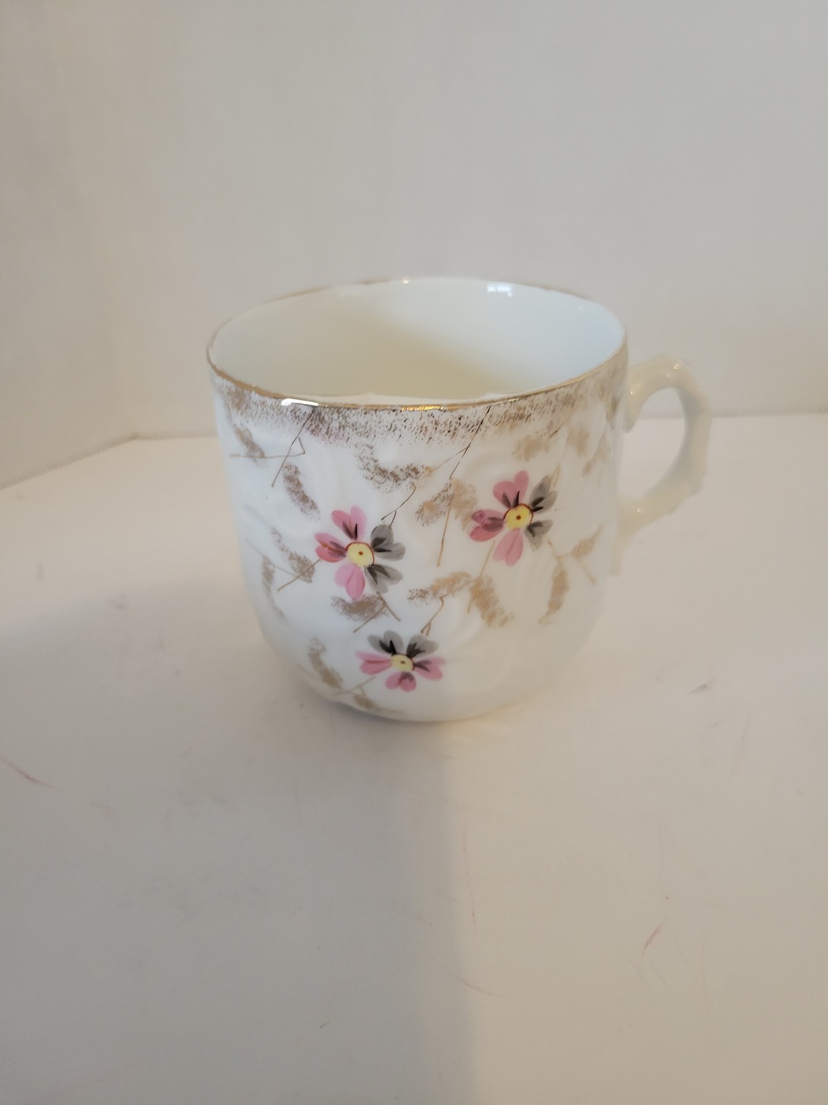 Vintage Ladies Porcelain Mustache Mug Shaving Cup Pink Grey Floral Gold Trim Vintage Ladies Porcelain Mustache Mug Shaving Cup Pink Grey Floral Gold Trim