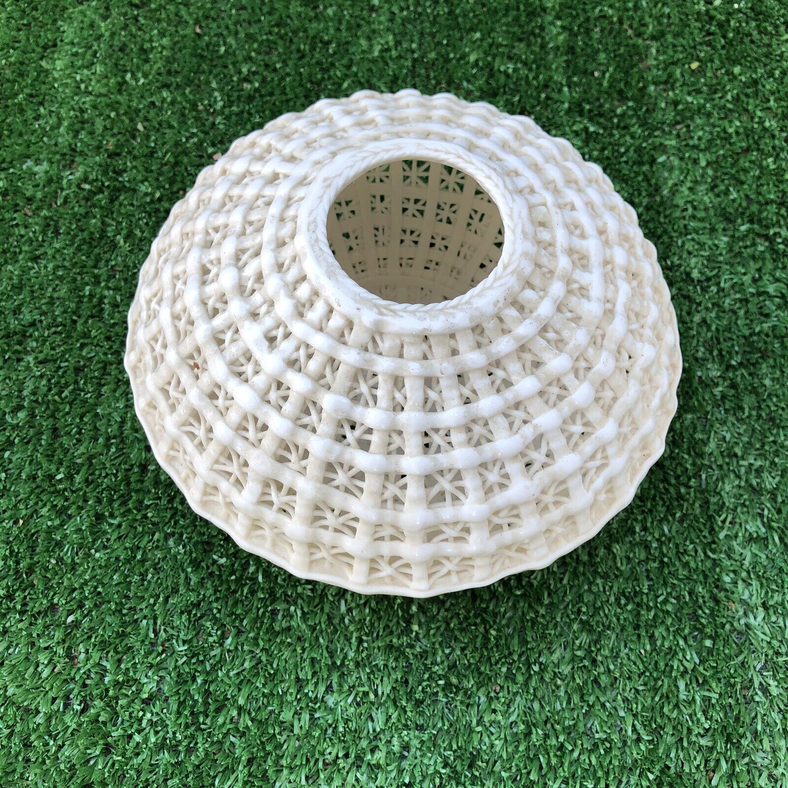 Vintage Dehua Porcelain Blanc de Chine Basket Weave Bowl Chinese 7\