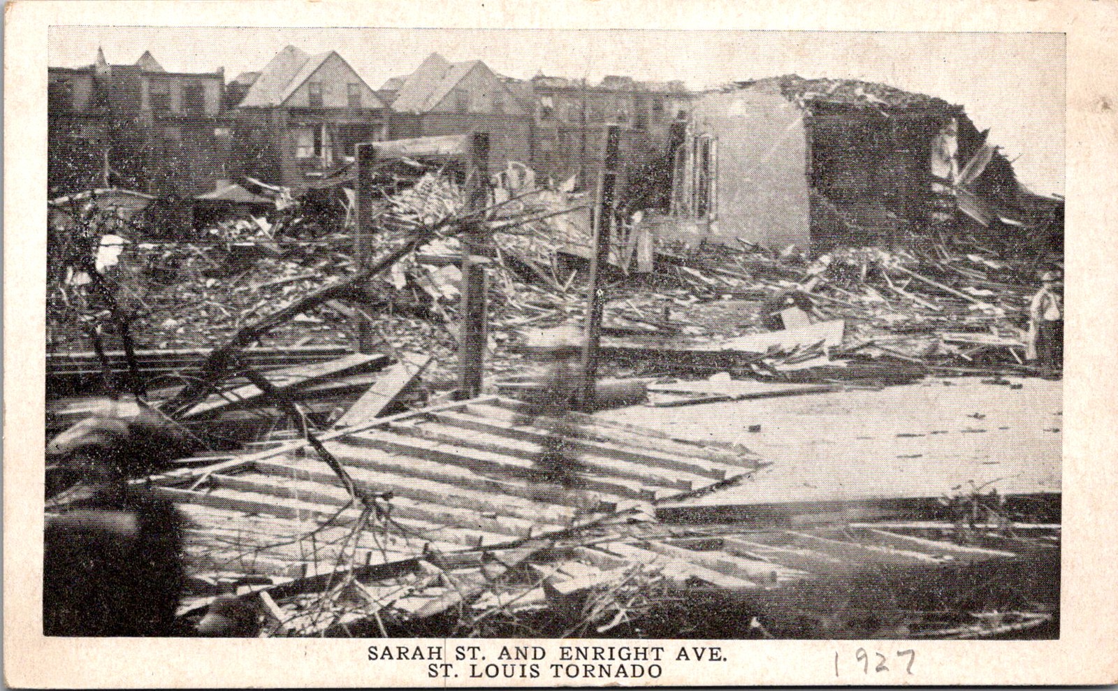 Postcard Tornado Damaged Houses in St Louis, Missouri - 9-29-1927 - #2