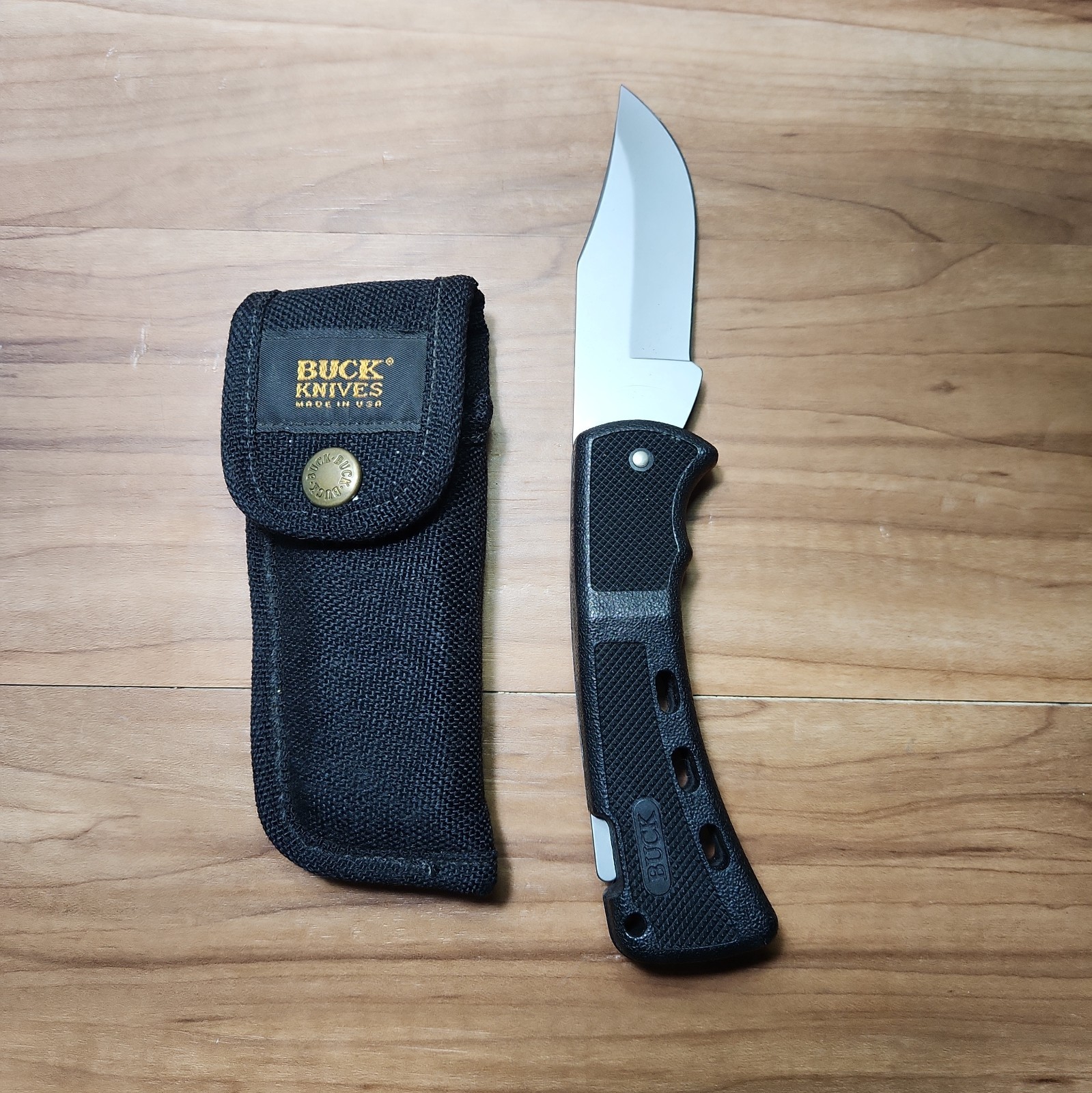 Vintage 1995 Buck 446 Goliath Folding Lockback Knife USA w/ Original Sheath 446C