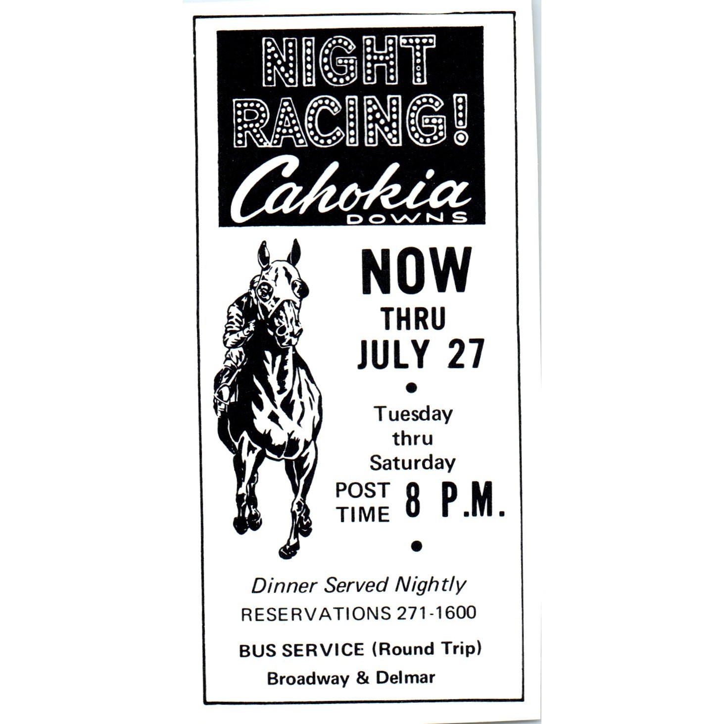 Night Racing Cahokia Downs St. Louis 1971 Magazine Ad AD8-H4 Night Racing Cahokia Downs St. Louis 1971 Magazine Ad AD8-H4