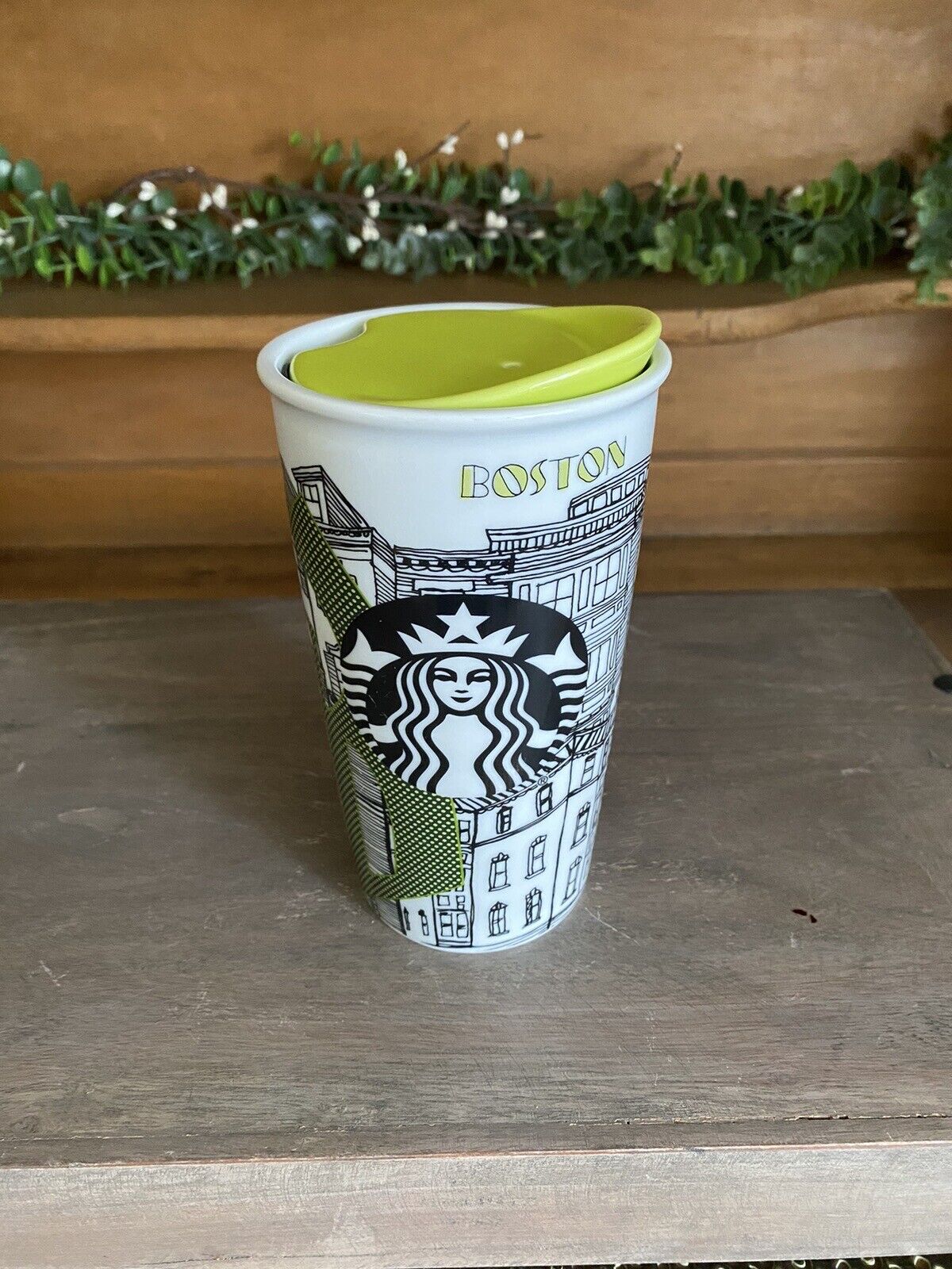2015 Starbucks Boston MA Old City DOT Ceramic Traveler Tumbler Coffee Mug 12oz