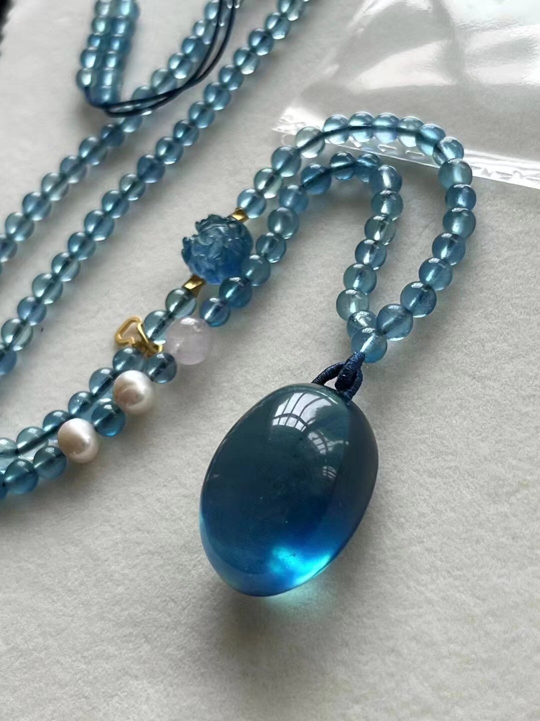Genuine Natural Blue Aquamarine Pendant Gemstone Healing CrystalAAAAA