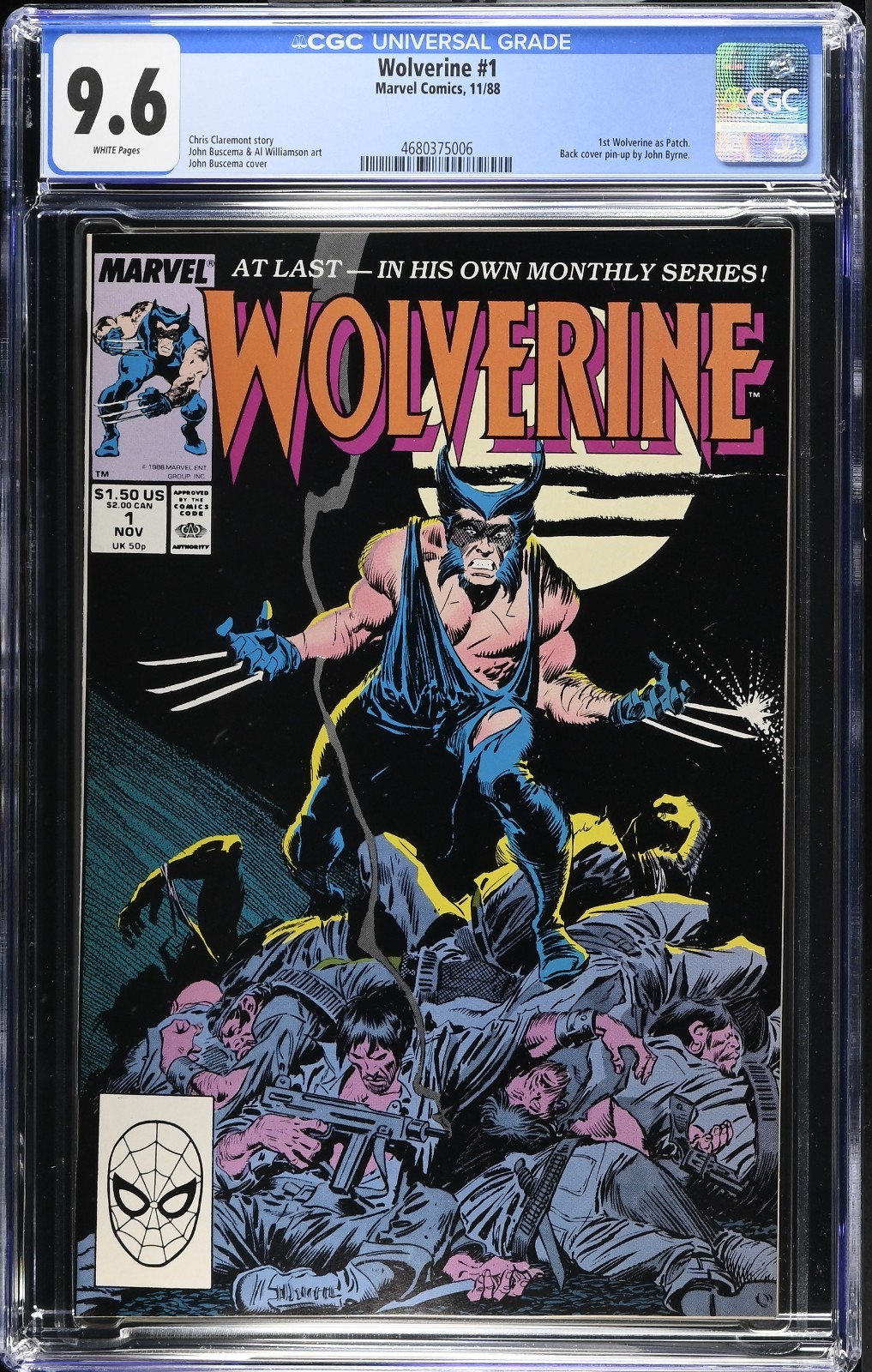 Wolverine #1 CGC 9.6 Marvel Comics 1988 Key 1st Wolverine as Patch RareCo