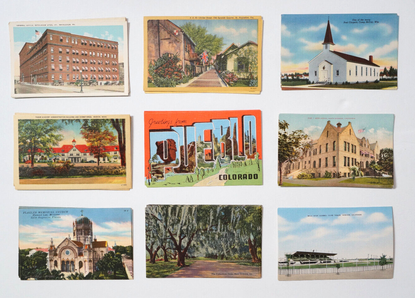 Vintage POSTCARD Lot 50 Unused Standard Size USA States 1907-1950 Old Post Cards