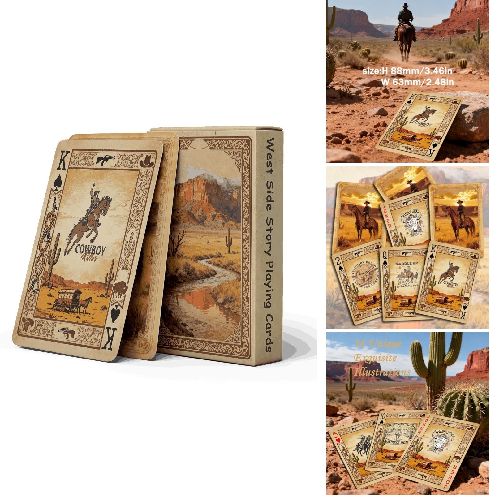 Vintage Style Playing Cards Western Cowboy Themed Poker Smooth Hand Feel Strong