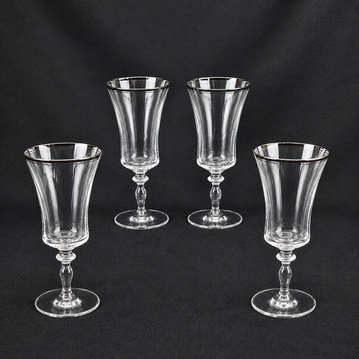 Mikasa Jamestown Platinum Ice Tea Wine Goblets Set of 4 Crystal 8.75