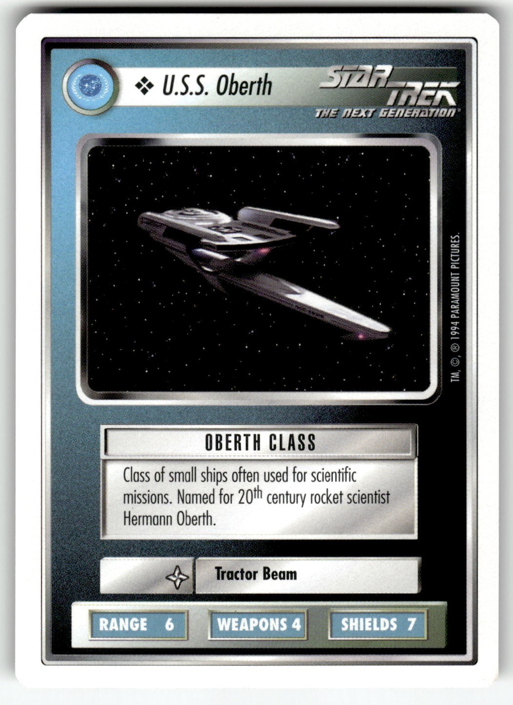 1994 Star Trek Unlimited Premiere Trading Card U.S.S. Oberth