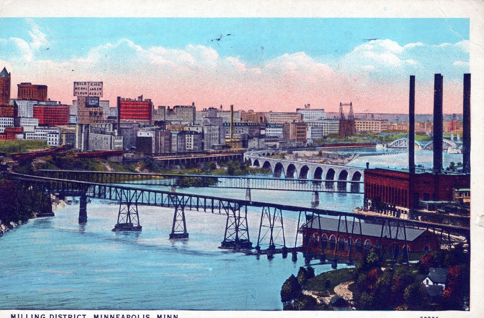 Vintage Postcard, Milling District, Minneapolis, MN, C1920s, used