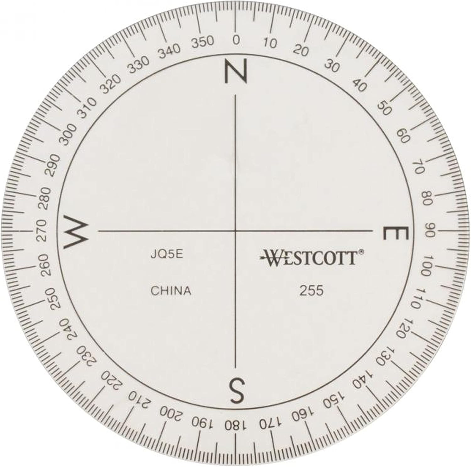 360-Degree Compass Protractor, Crystal Clear Transparent Dial 360-Degree Compass Protractor, Crystal Clear Transparent Dial