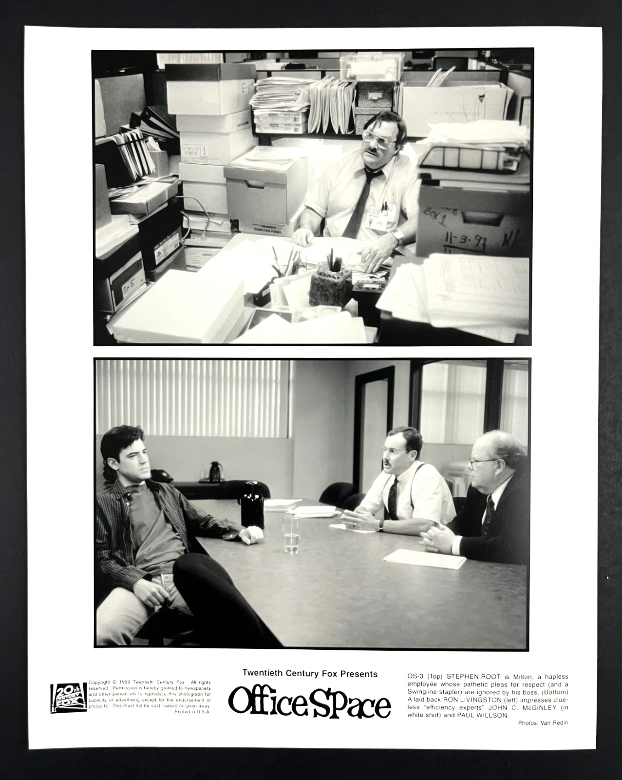 1999 Office Space Ron Livingston McGinley Wilson Vintage Movie Press Photo