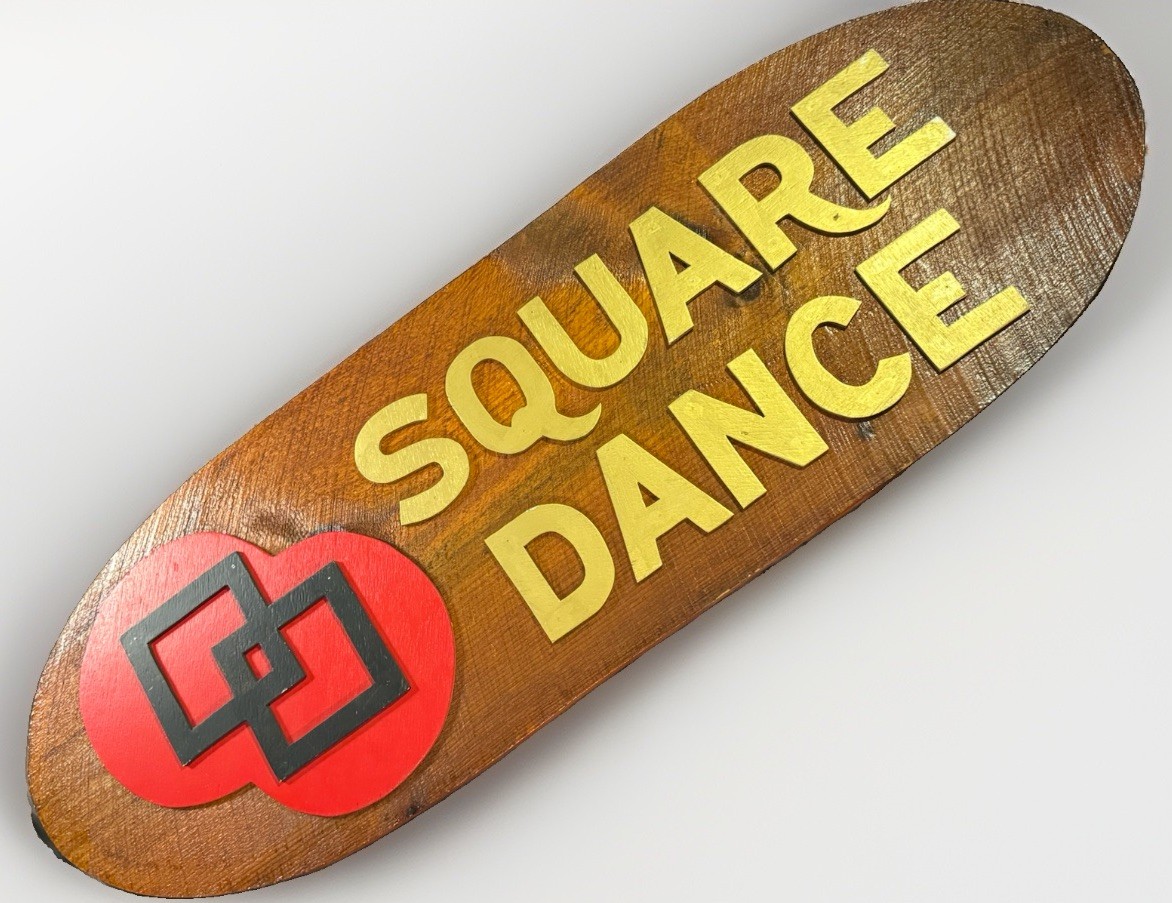 Vintage Wooden Advertising Sign SQUARE DANCE Clothing Department Store Salvage