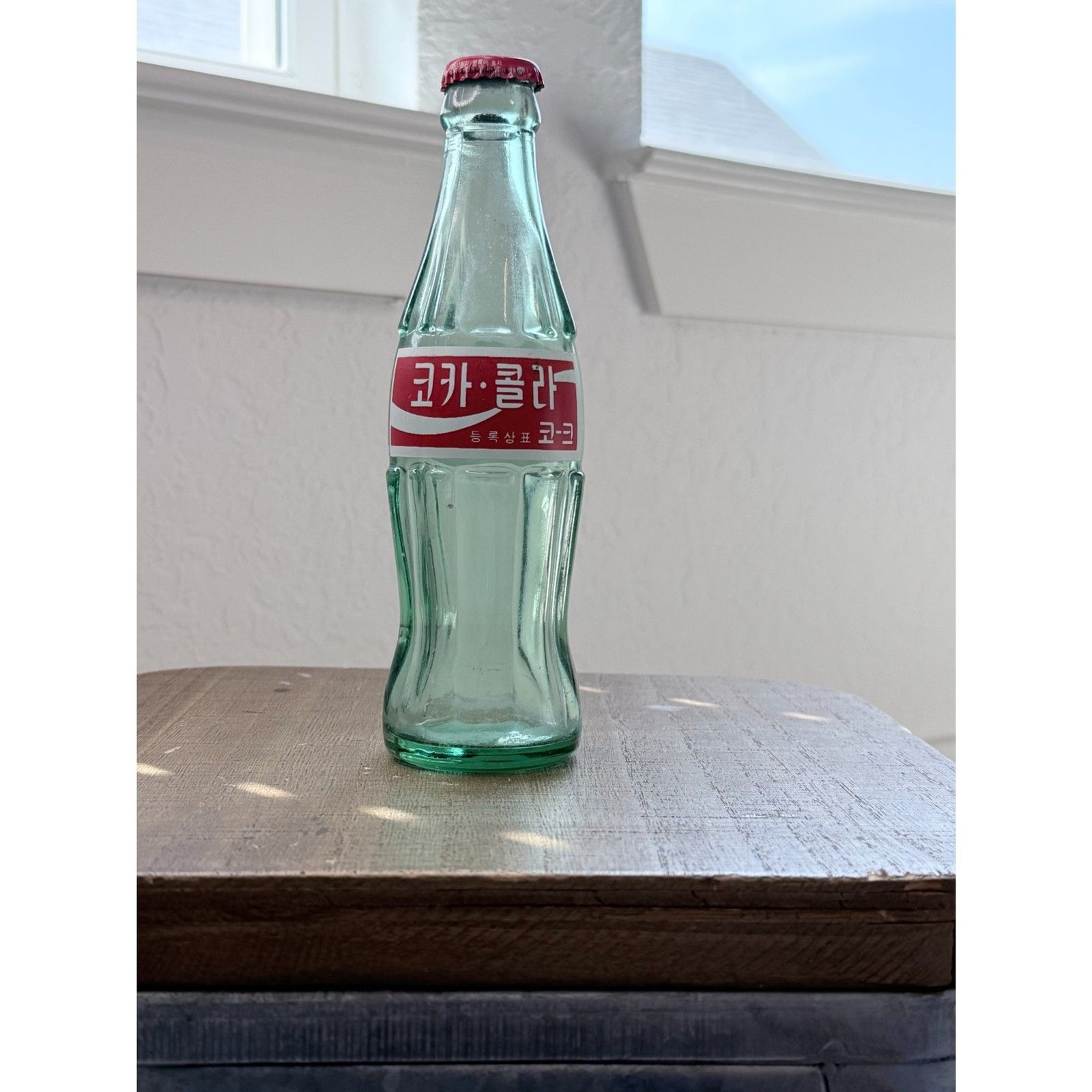 Vintage Korean Coca-Cola Bottle 190ml Green Glass Empty With Cap 2000 Coke Soda