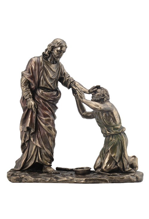 Jesus Healing Blind Man Cold Cast Bronze Figurine Home Decorative Collectible