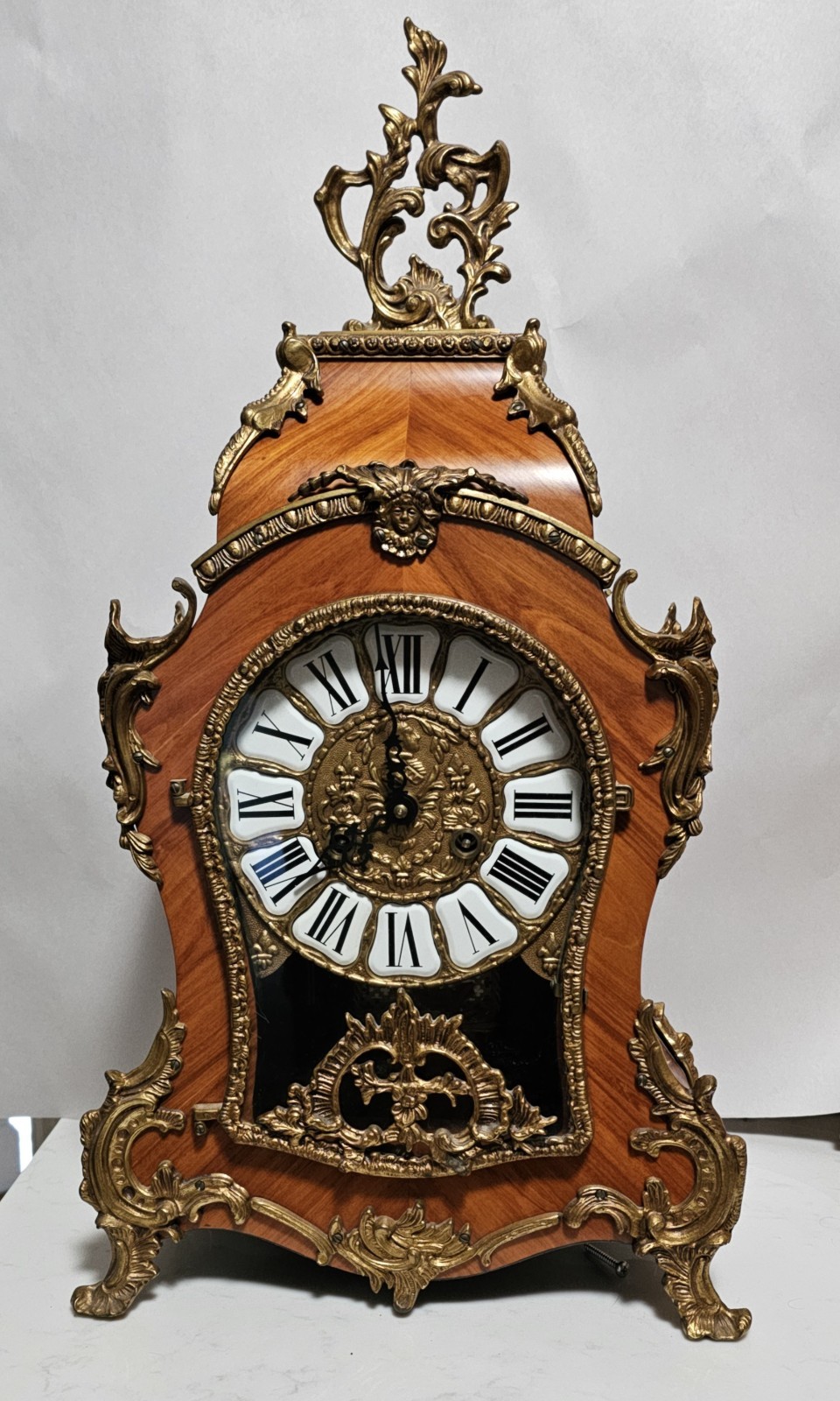 Franz Hermle French Louis XV Style Mantle Clock with Cherub Face