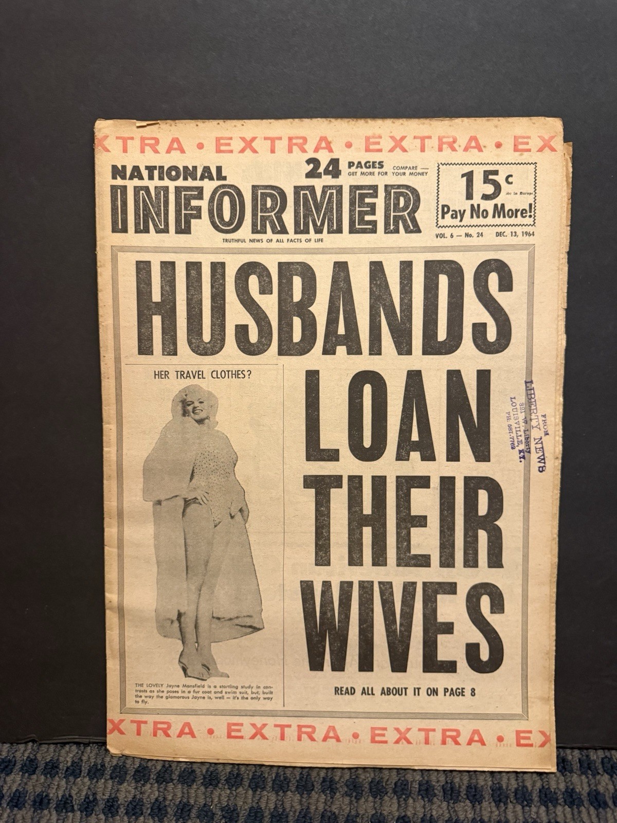 1964 December 13th National Informer Newspaper,  Jayne Mansfield (VRN10F)