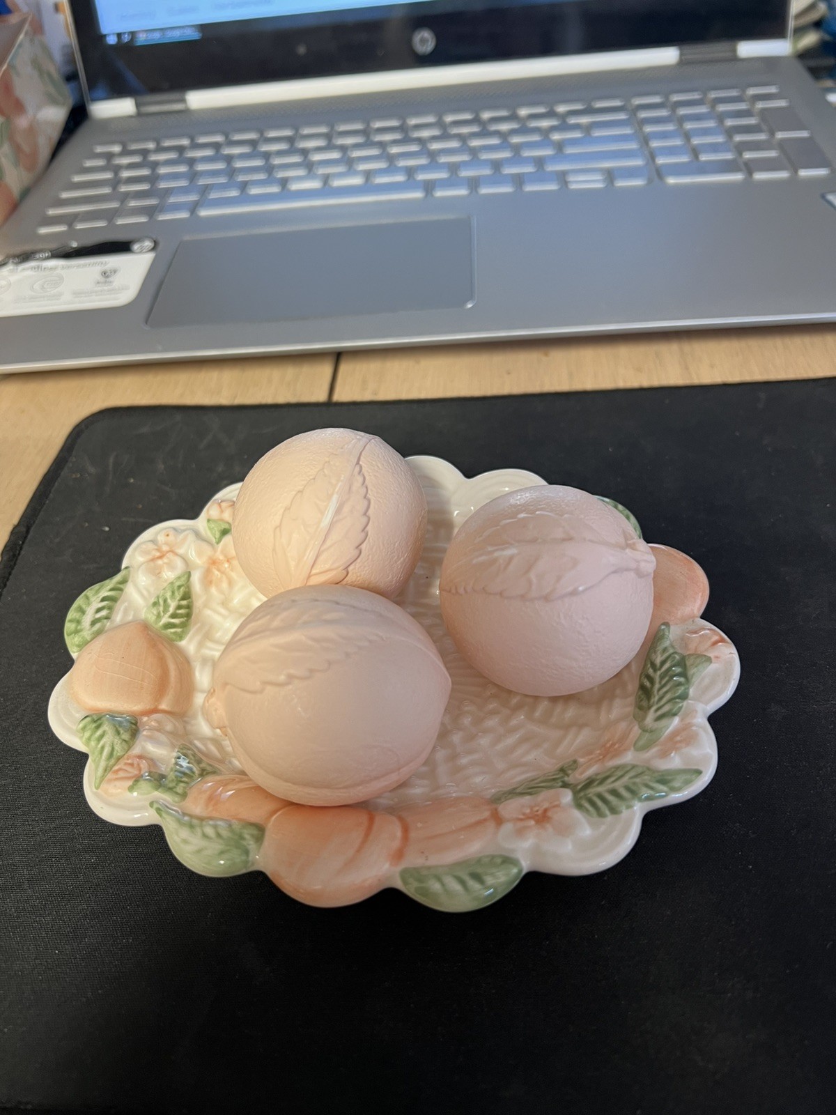 Vintage Avon Peach Orchard Ceramic Dish and Peach Soaps Both Boxed