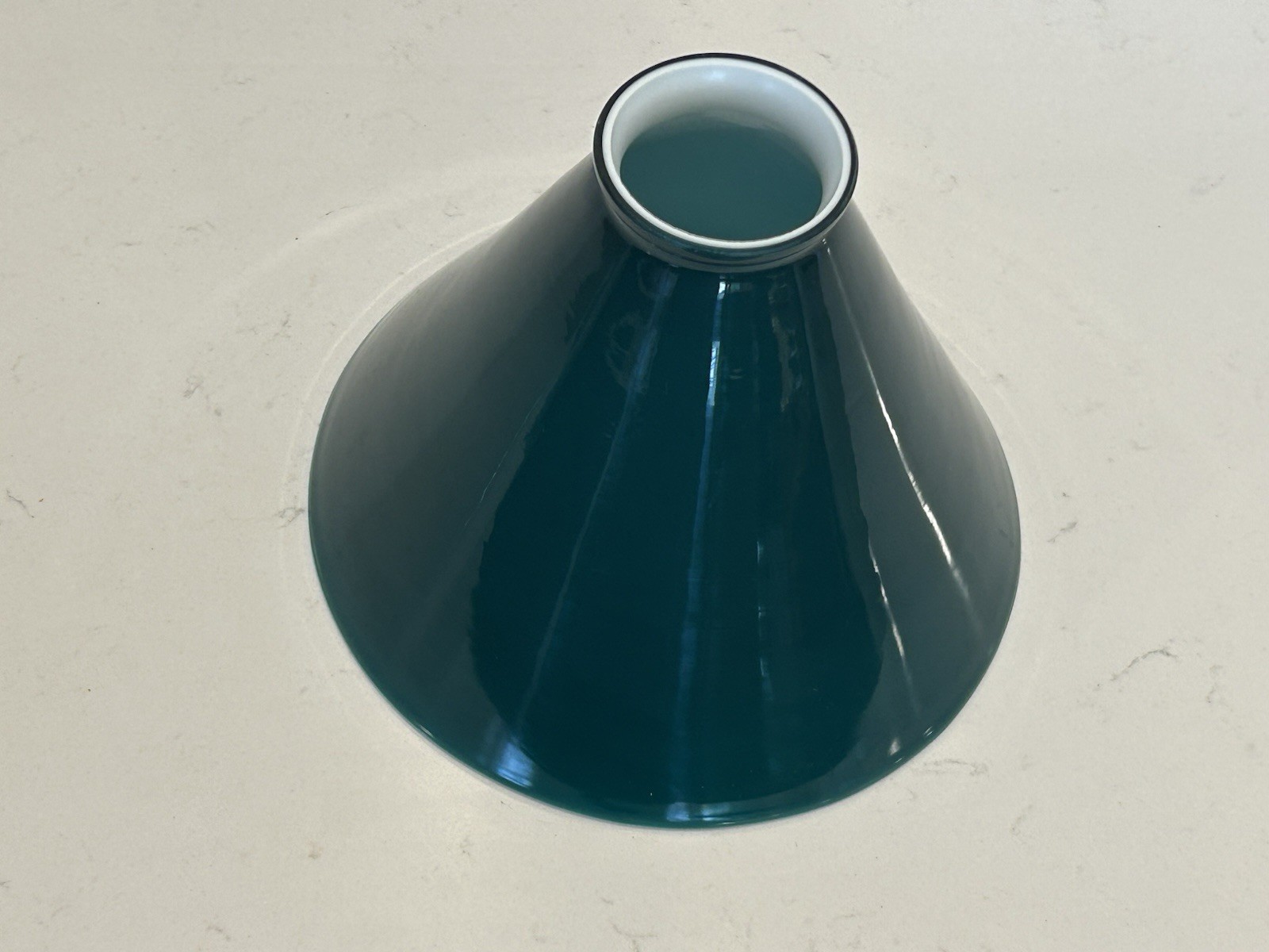Antique EMERALITE Green White Cased Glass Lamp Shade 7” Signed Original Rare