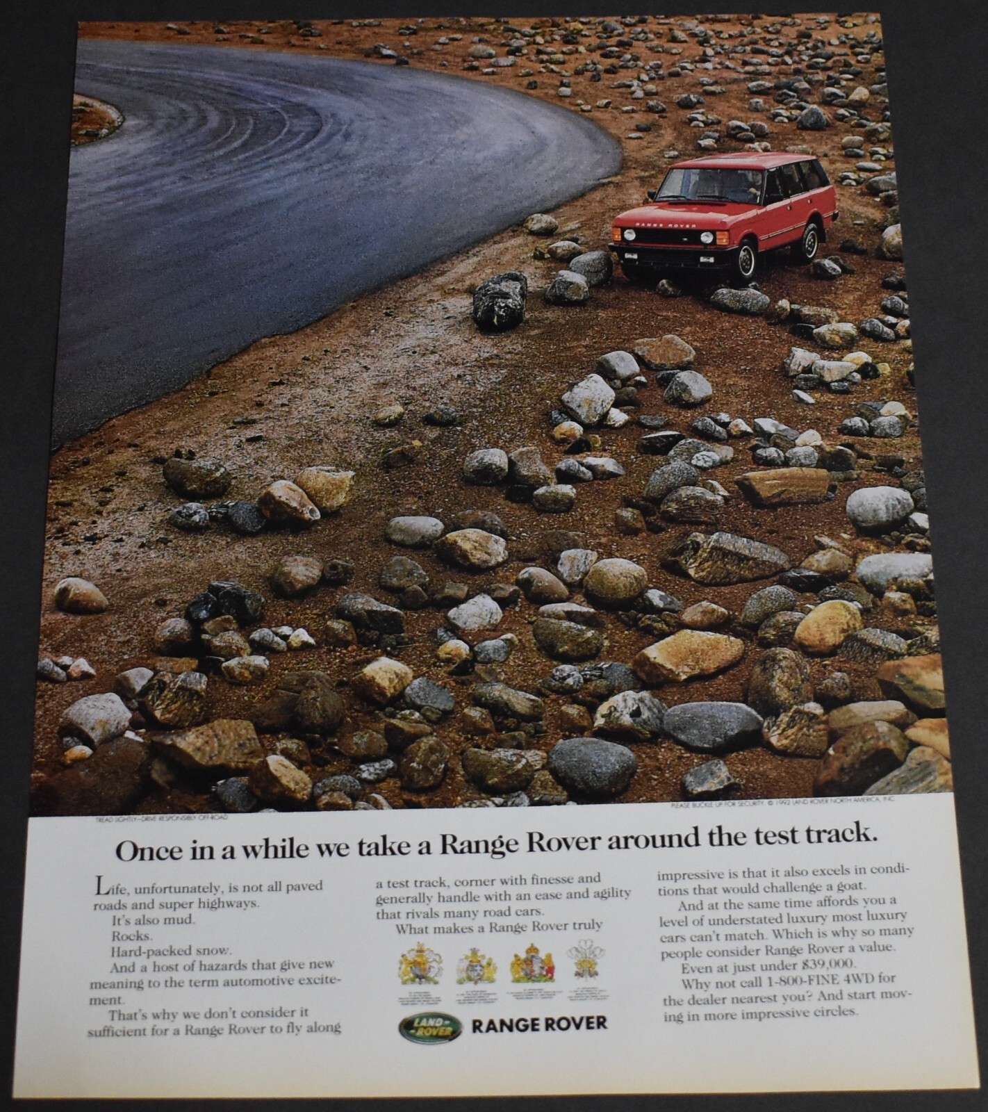 1992 Print Ad once in a while we take a Range Land Rover Around the Test Track