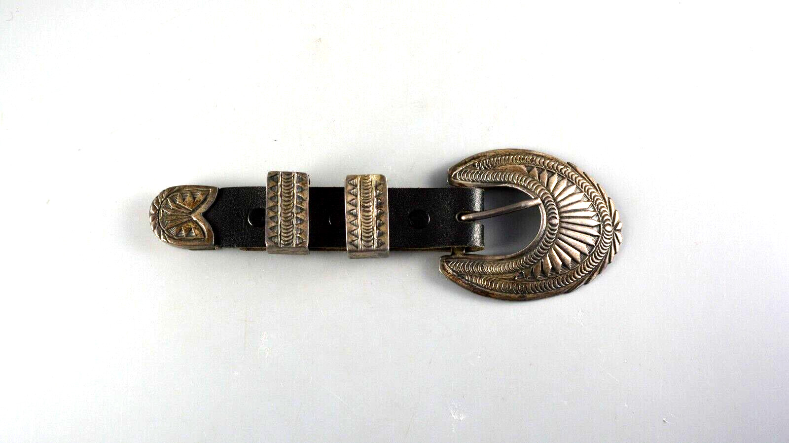 Vintage Navajo Indian ster Silver Handstamped Ranger Set - 3.7 Oz .. Vintage Navajo Indian ster Silver Handstamped Ranger Set - 3.7 Oz ..