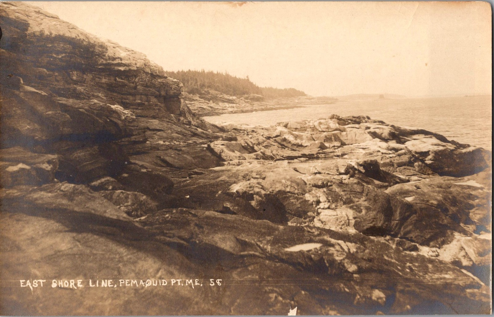Postcard East Shore Line Pemaquid Point Bristol Maine RPPC Unposted