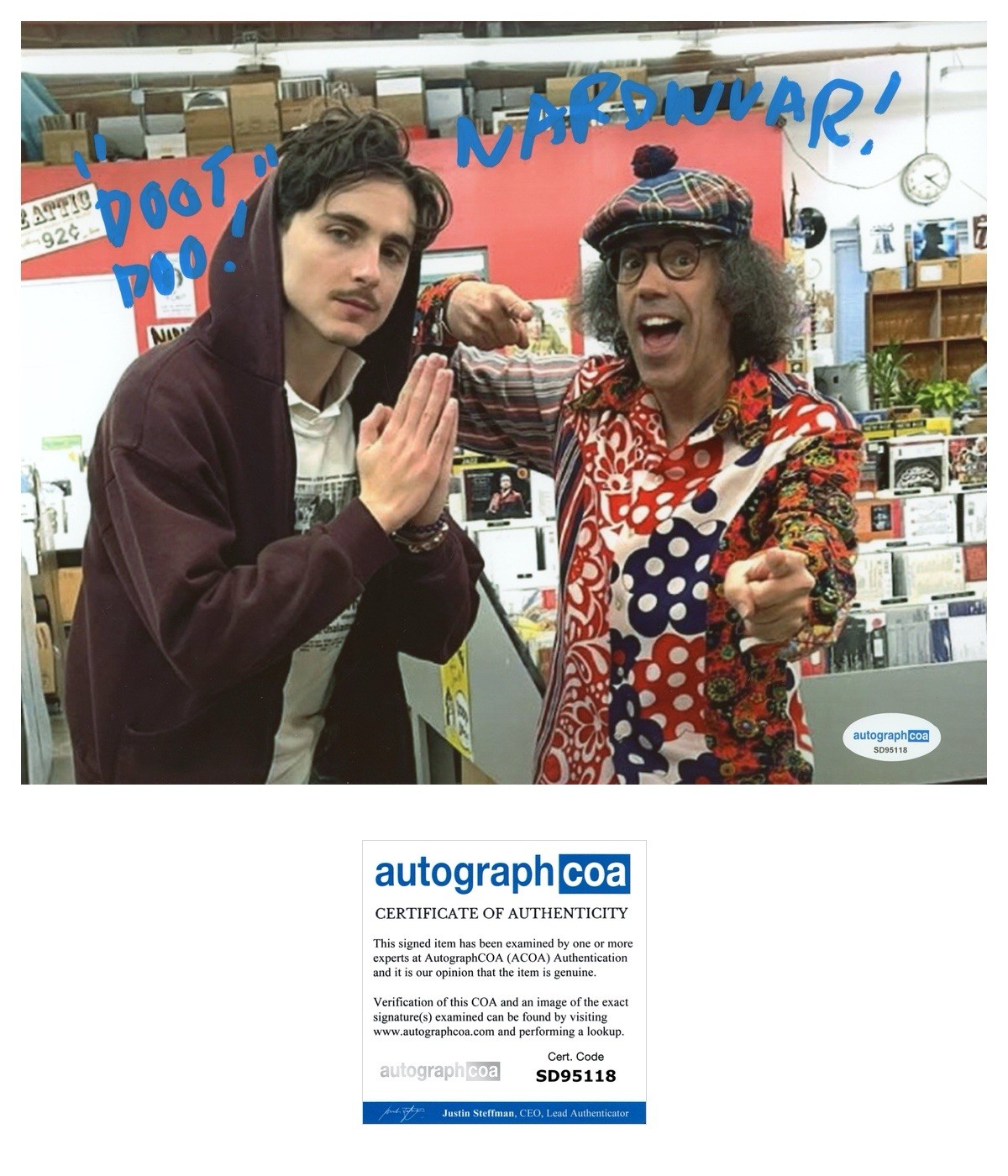 NARDWUAR INTERVIEW SIGNED TIMOTHEE CHALAMET 8x10 PHOTO - ACOA COA