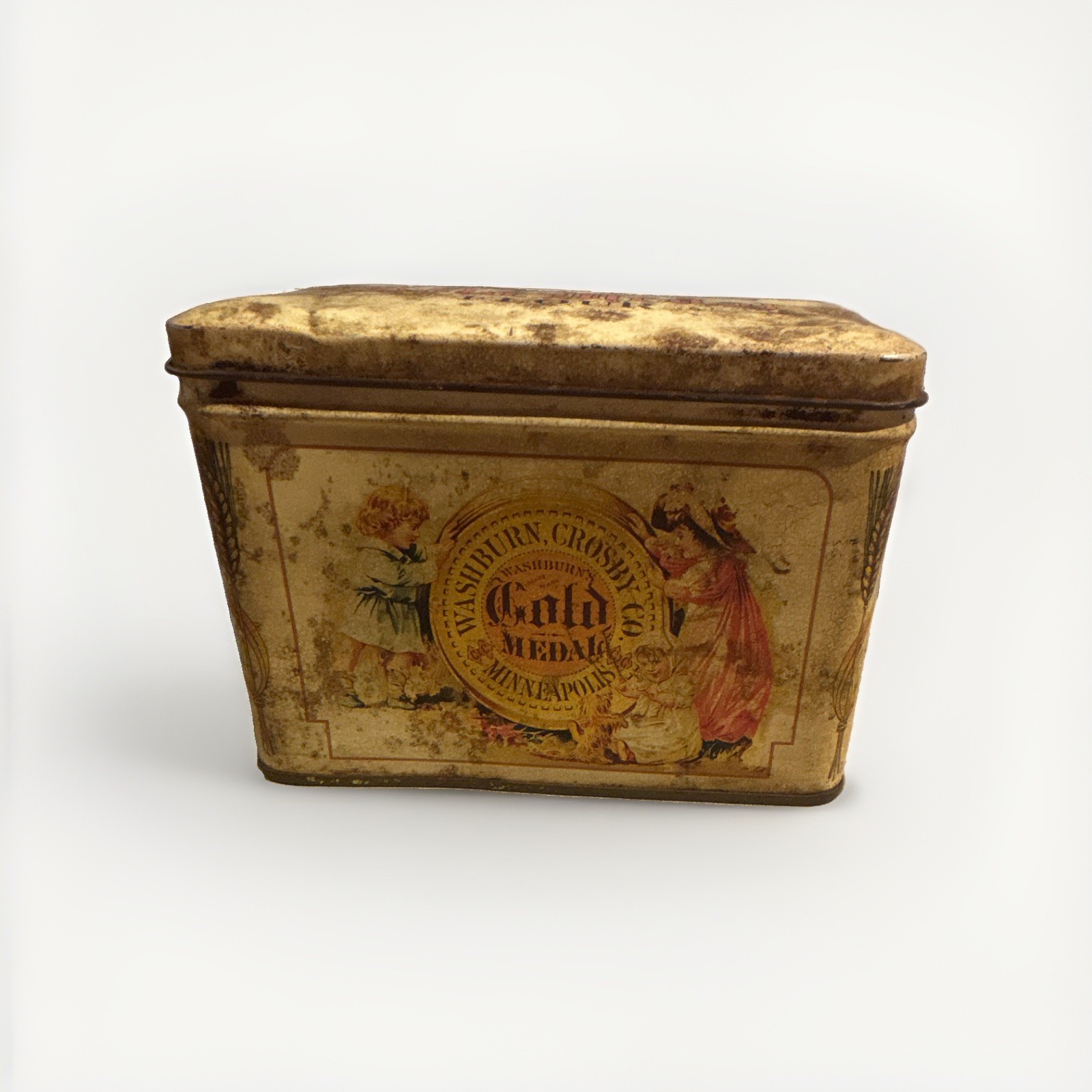 Vintage Washburn’s Gold Medal Flour Tin For recipe Cards