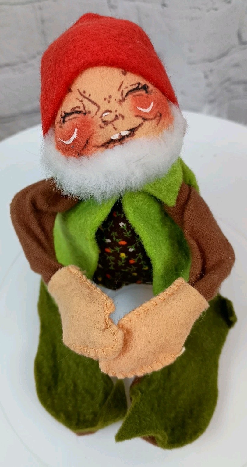 Vintage 1963 Annalee Mobilitee Whimsical Posable Green Gnome/Elf Doll