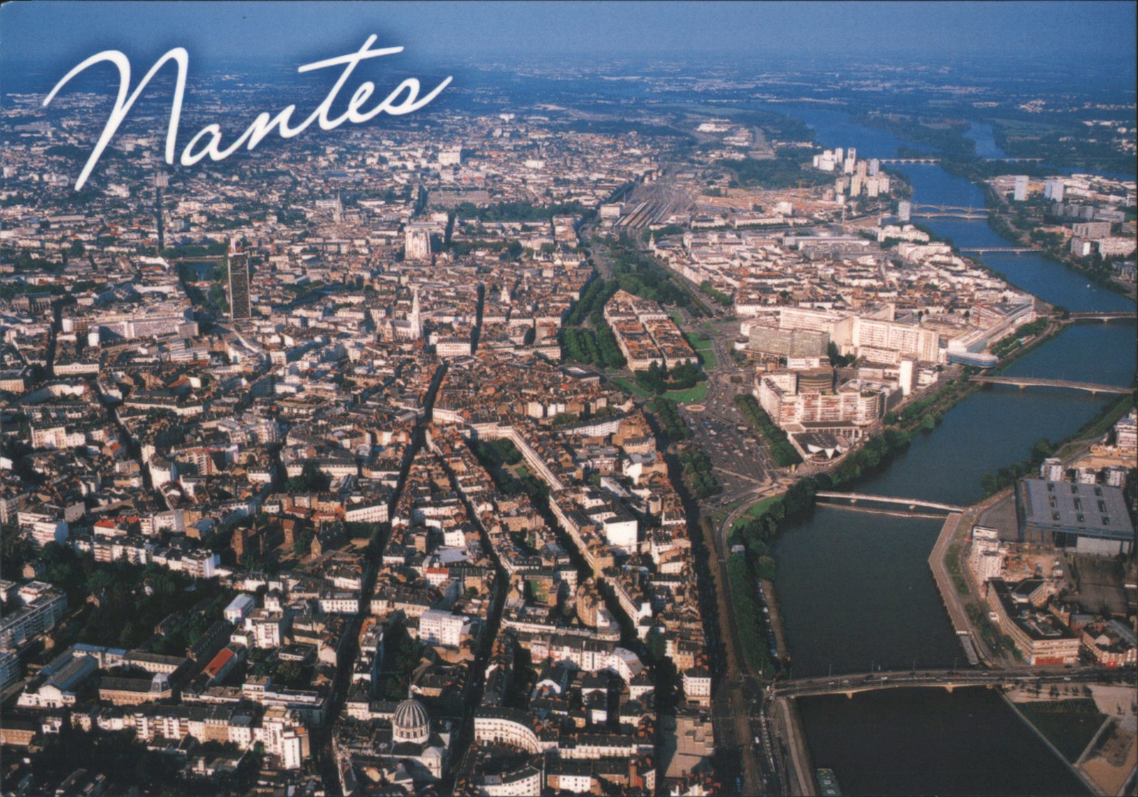 Michel Le Coz Nantes, France Aerial View of City Loire River Vintage Postcard Michel Le Coz Nantes, France Aerial View of City Loire River Vintage Postcard