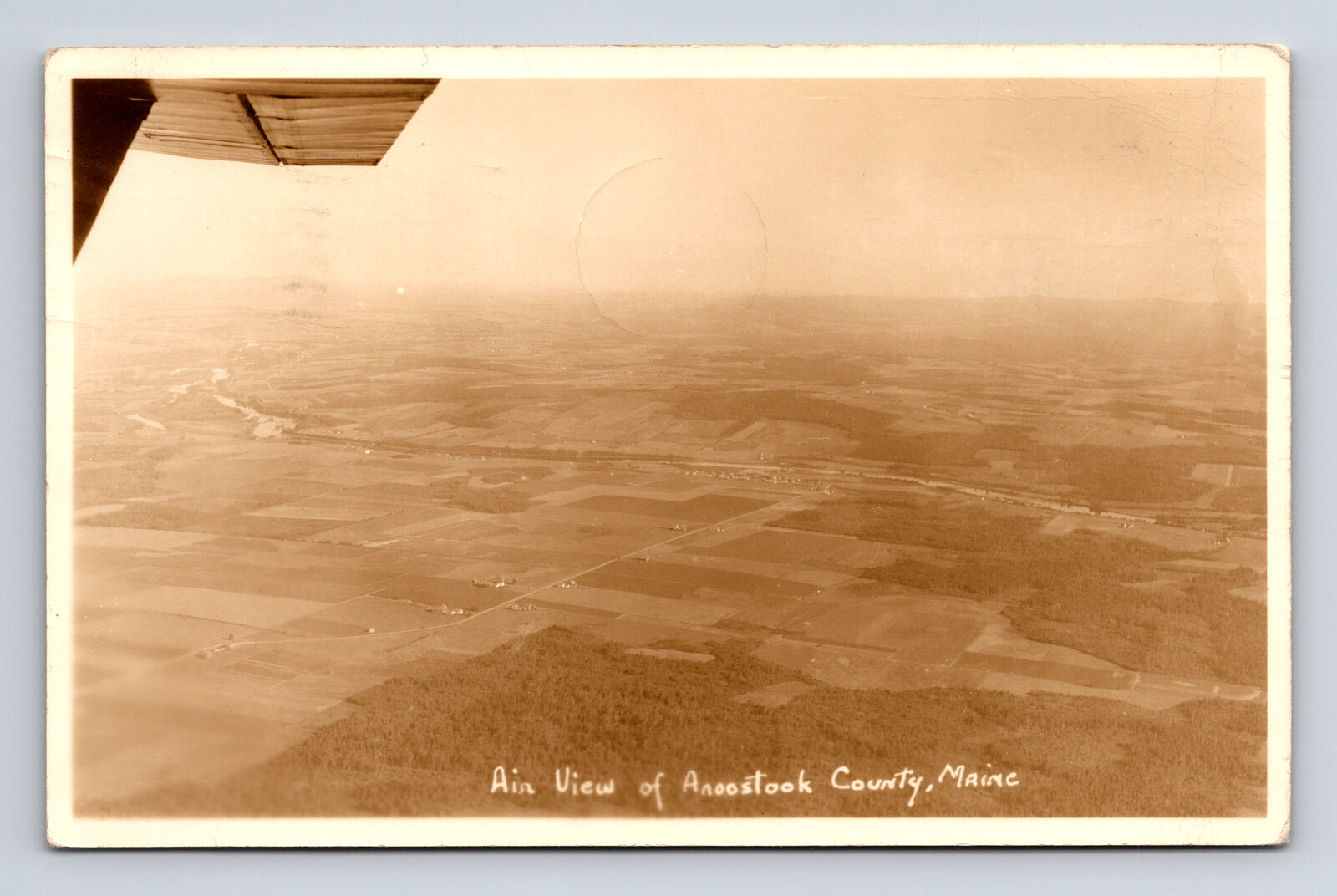 RPPC Airplane View of Anoostook County Maine ME Postcard