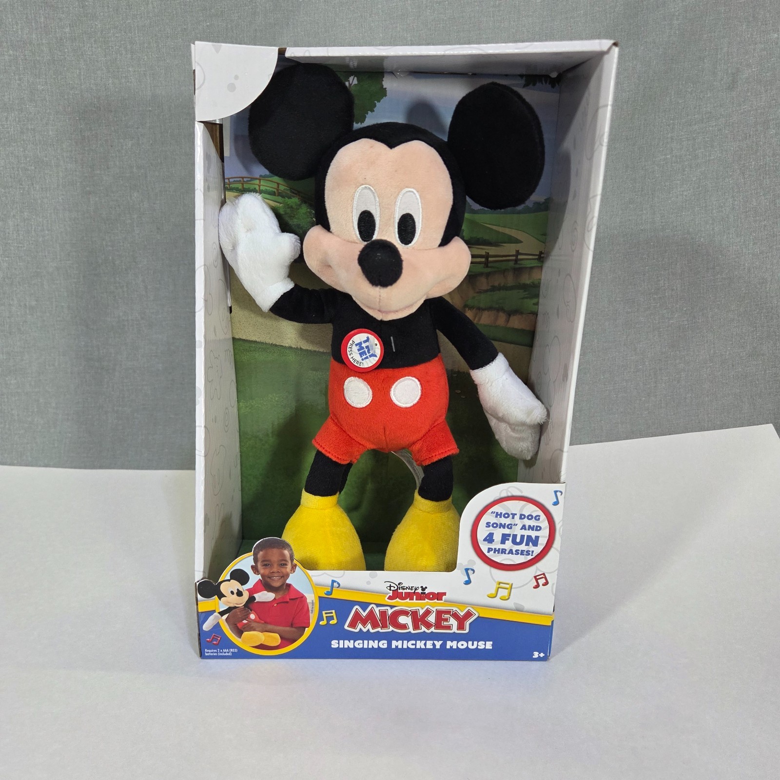 Disney Just Play Singing Mickey Mouse Plush Toy 12in Junior Musical Hot Dog Song