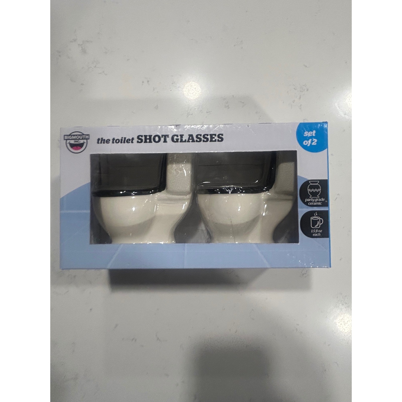 BigMouth Inc The Toilet Shot Glasses Set of 2 Ceramic Gag Gift 1.5oz White Black BigMouth Inc The Toilet Shot Glasses Set of 2 Ceramic Gag Gift 1.5oz White Black