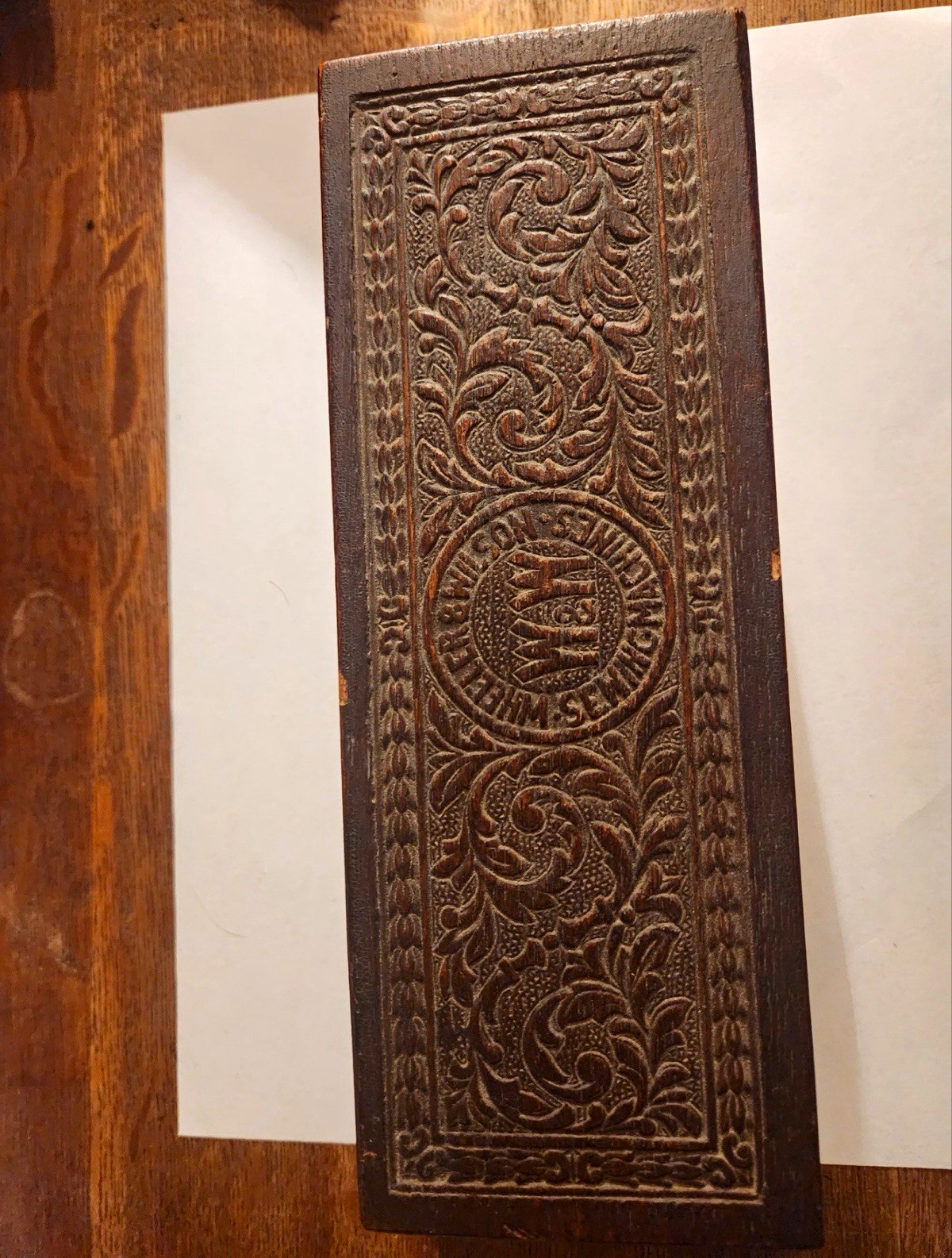 Antique 1800s Wheeler & Wilson Sewing Machine Carved Oak Accessory Box Antique 1800s Wheeler & Wilson Sewing Machine Carved Oak Accessory Box