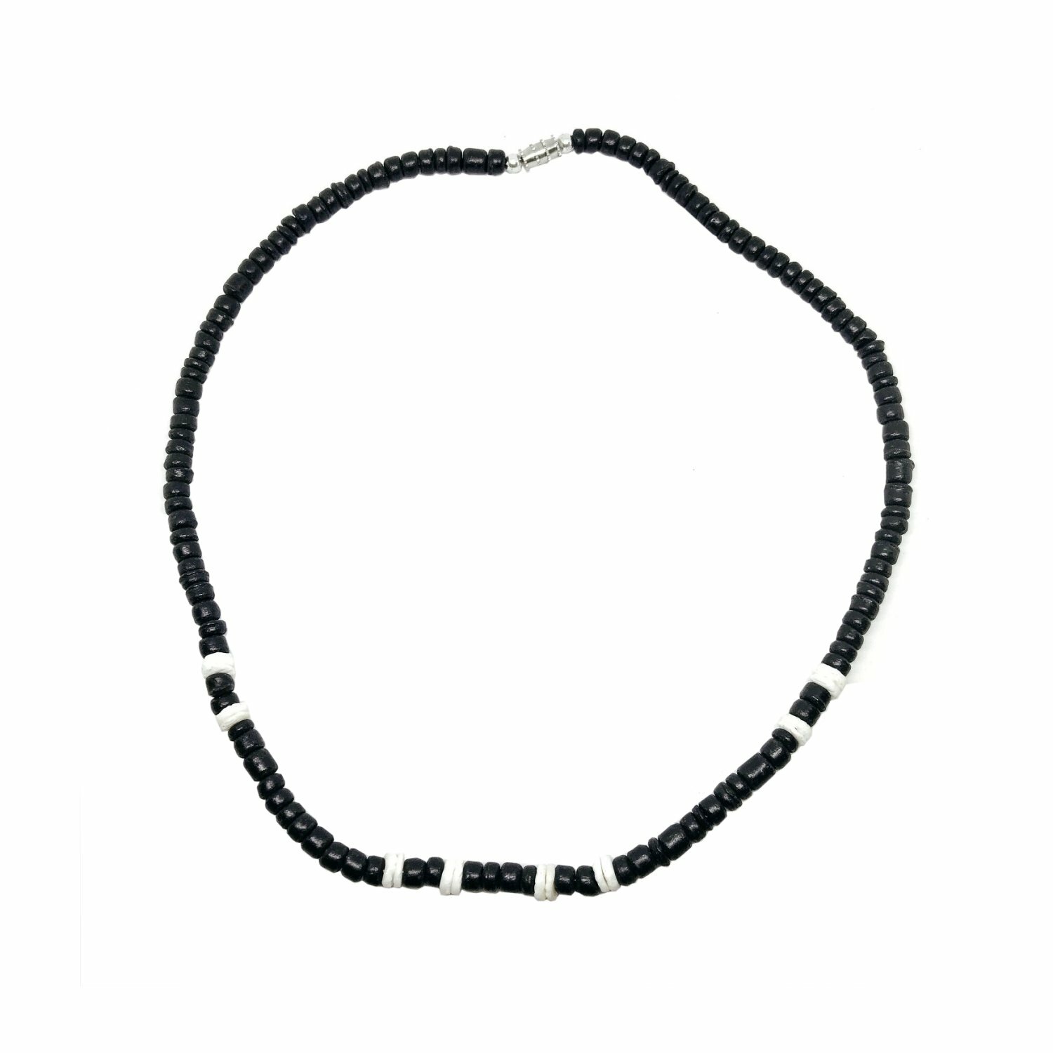 Hawaiian Jewelry Puka Shell and Black Coconut Bead Necklace 18