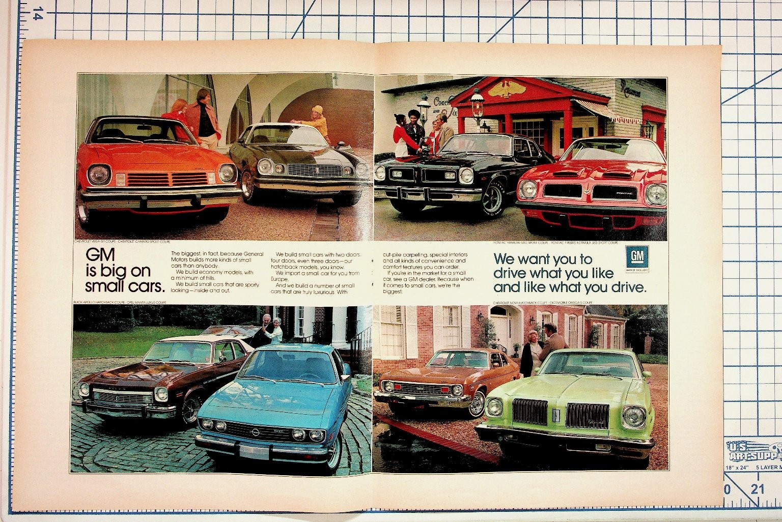 GM Small Cars Vintage Ad 1970s Chevrolet Pontiac Buick Oldsmobile Opel