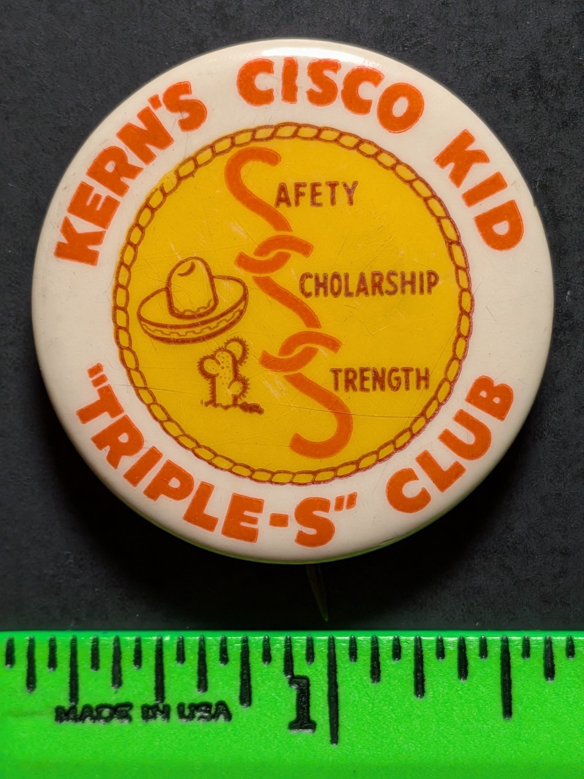 Vintage Kern's Cisco Kid Club Pinback Pin