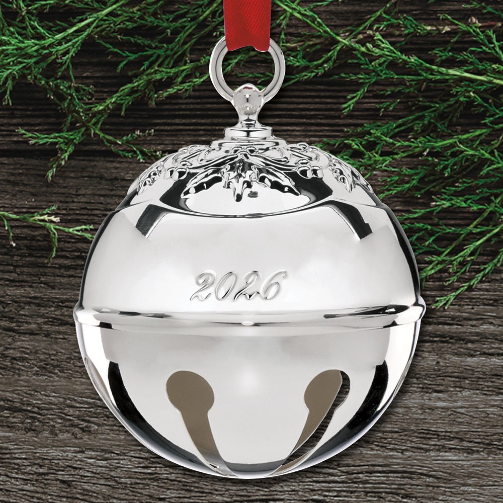 New 2026 Reed & Barton Holly Bell Silverplate Ornament NIB