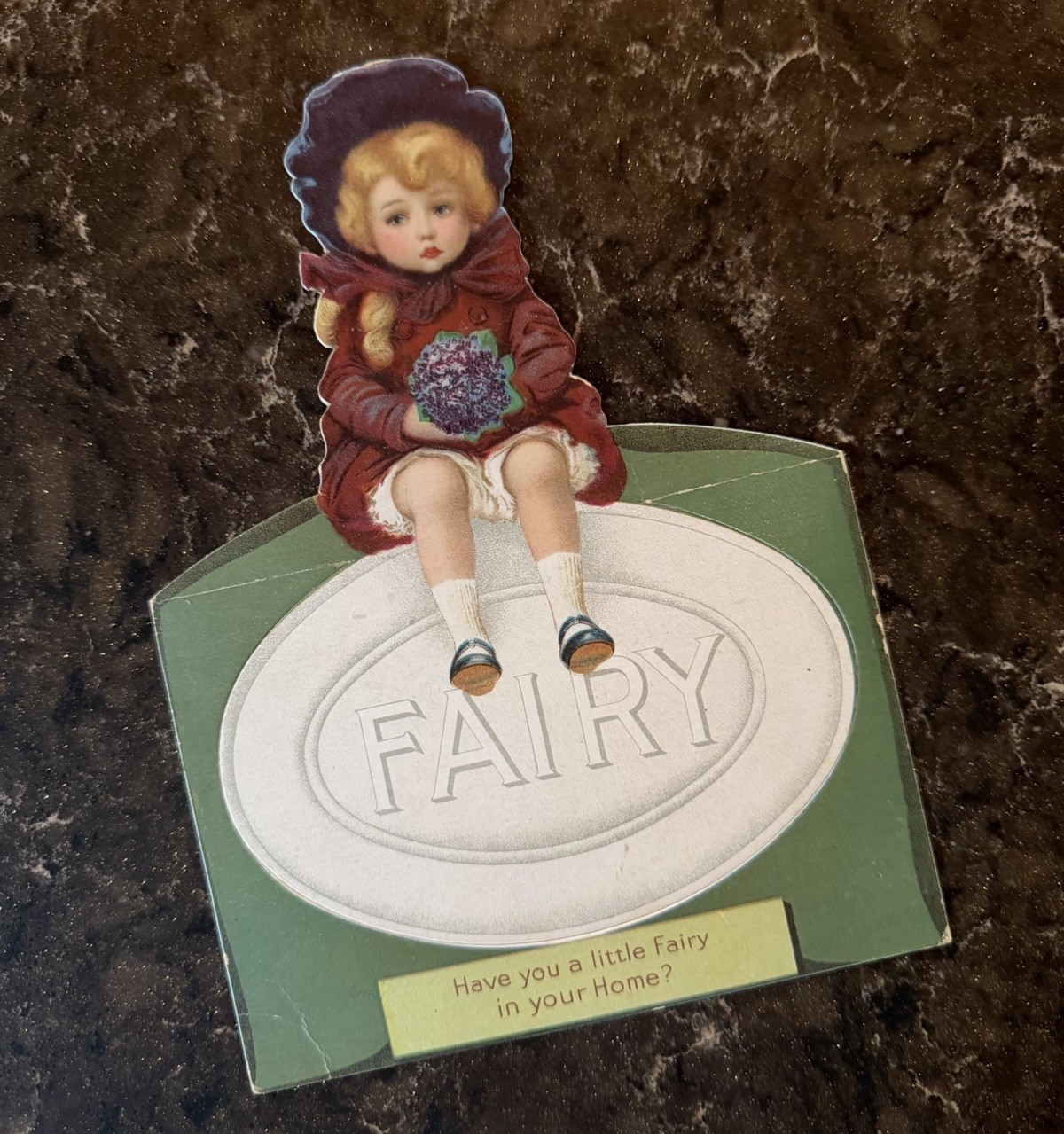 Antique FAIRY SOAP Advertising Die Cut Store Display Cardboard Hanging Sign CUTE Antique FAIRY SOAP Advertising Die Cut Store Display Cardboard Hanging Sign CUTE
