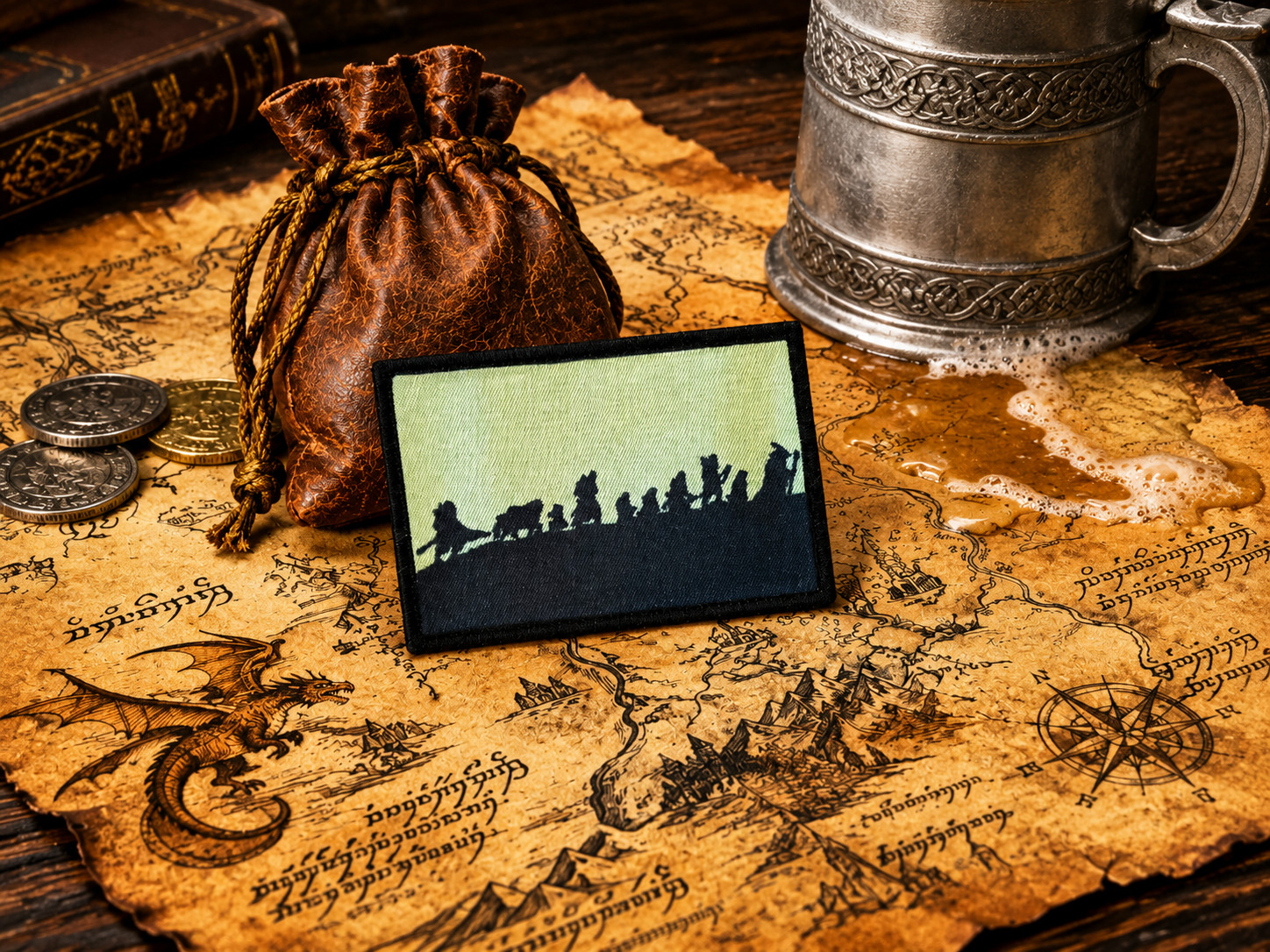 LOTR Fellowship Silhouette Morale Patch 2x3 Hook Loop Fantasy