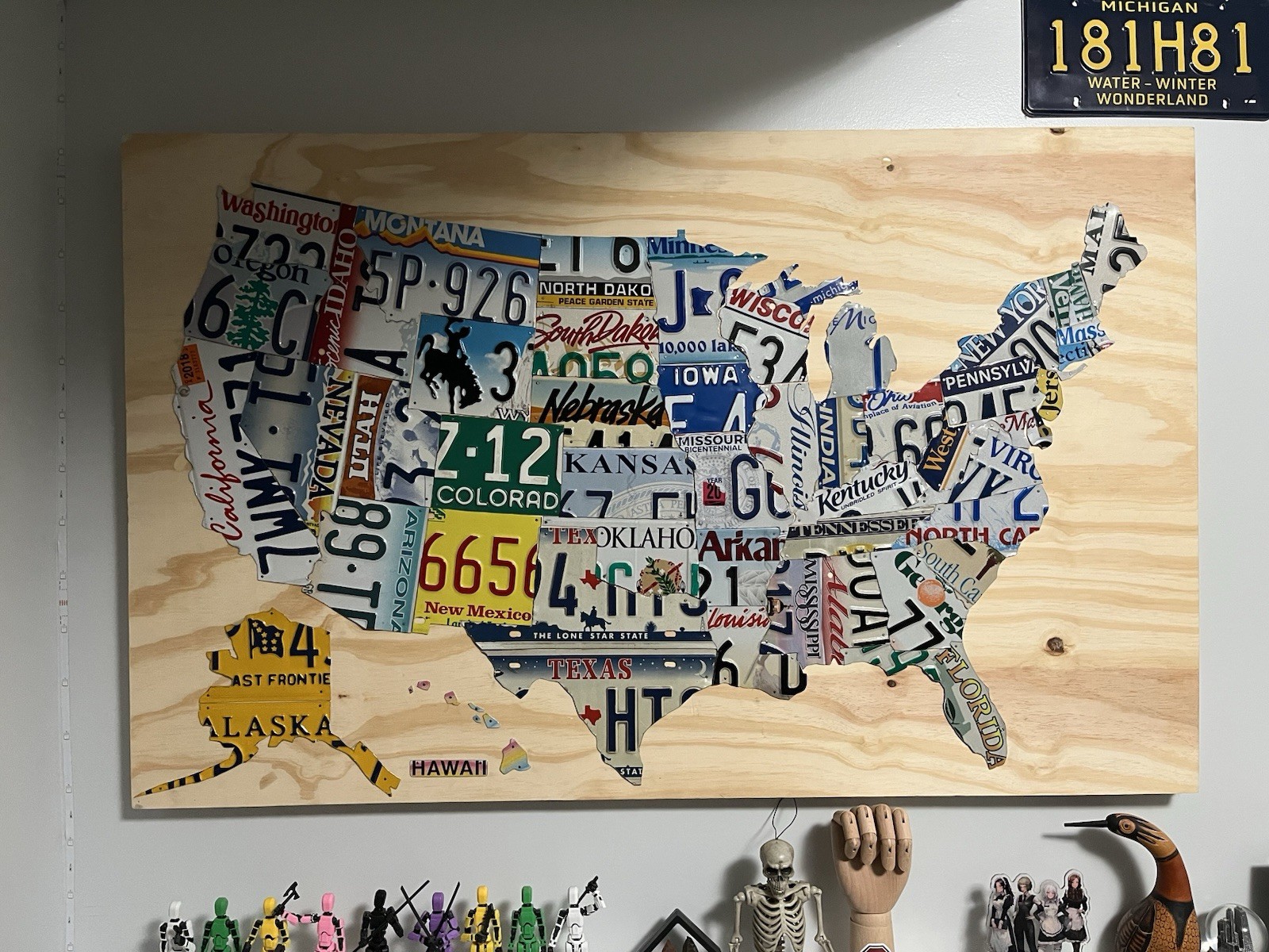 Homemade License Plate Map of United States.All 50 states