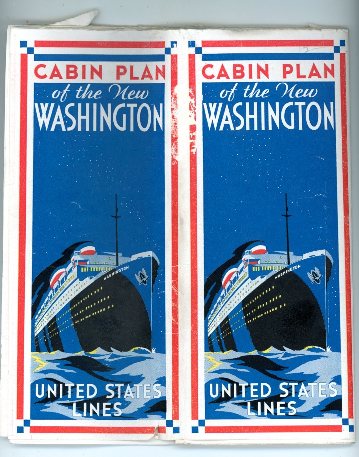1933 S S Washington Cabin Plan United States Lines Steamship Ocean Liner