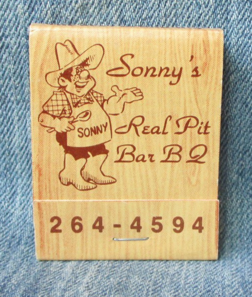 SONNY'S REAL PIT BAR B Q ORANGE PARK FL Full Unstruck Vintage Matchbook JNS-1