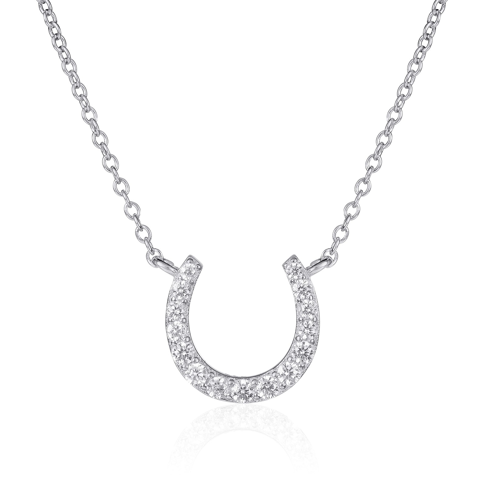 Diamond Treats Dainty Horseshoe Necklace 925 Sterling Jade Silver 18 inch 12 mm Diamond Treats Dainty Horseshoe Necklace 925 Sterling Jade Silver 18 inch 12 mm