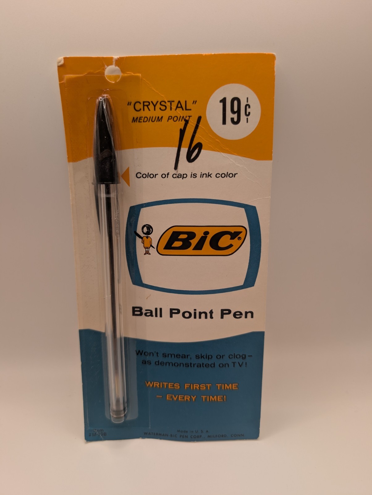 Vintage Bic Med Point Ball Pen Black Ink Sealed USA 19¢ Original Pckg 1960s NOS