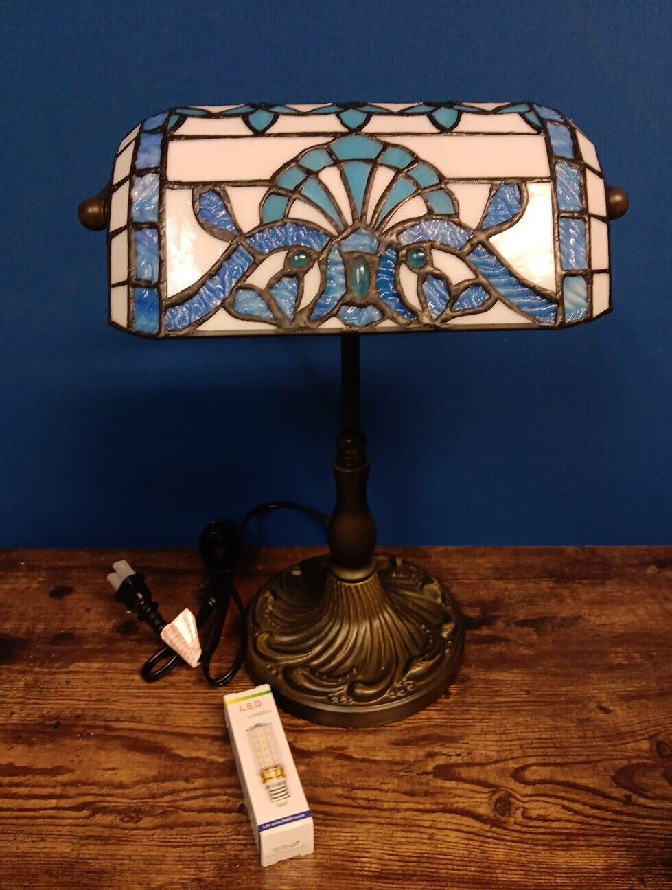 Tiffany Style Bankers Table Lamp Stained Glass Piano Desk  W/bulb
