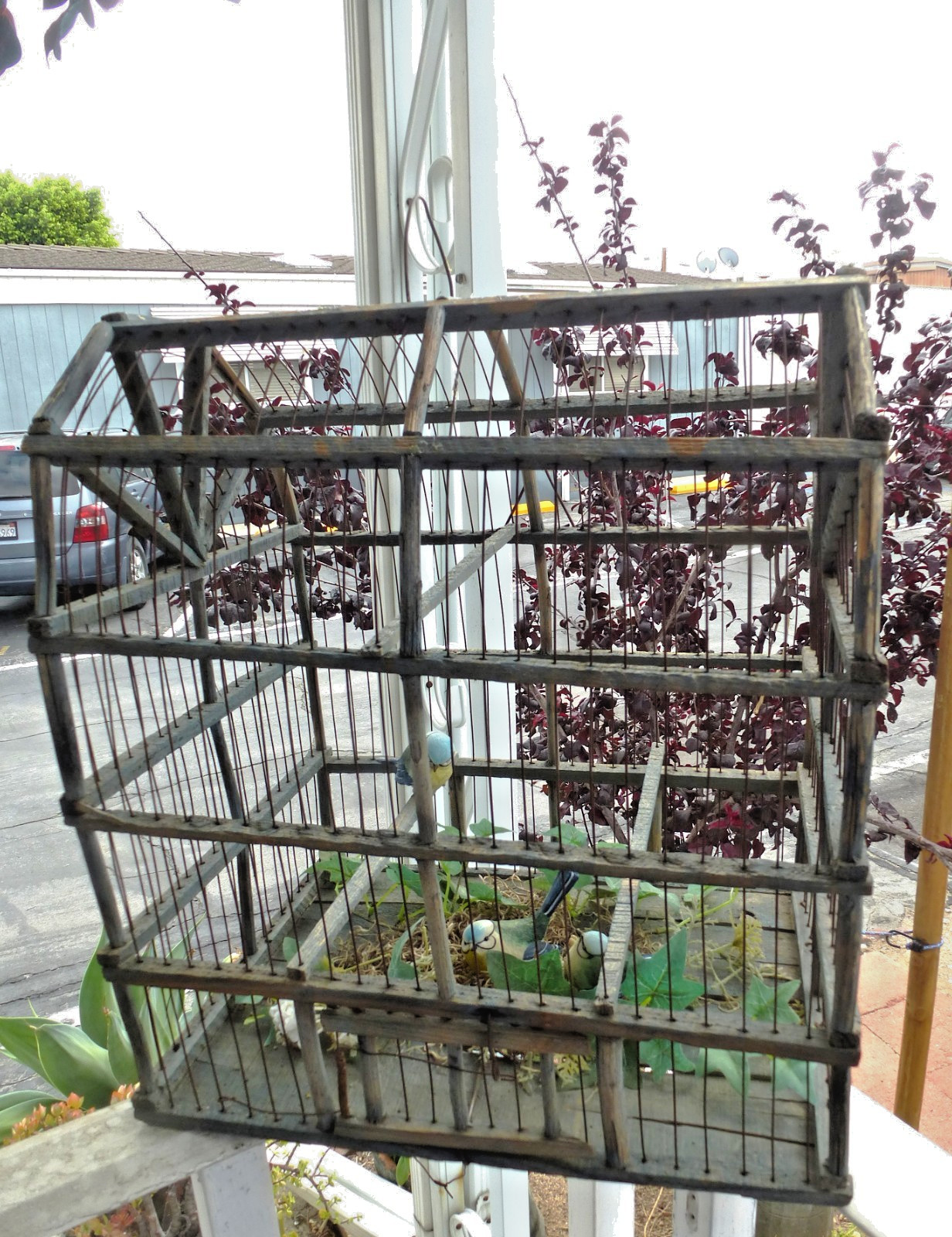 Vintage Wood Bird Cage Carrier Chippy Shabby Primitive Decor Vintage Wood Bird Cage Carrier Chippy Shabby Primitive Decor