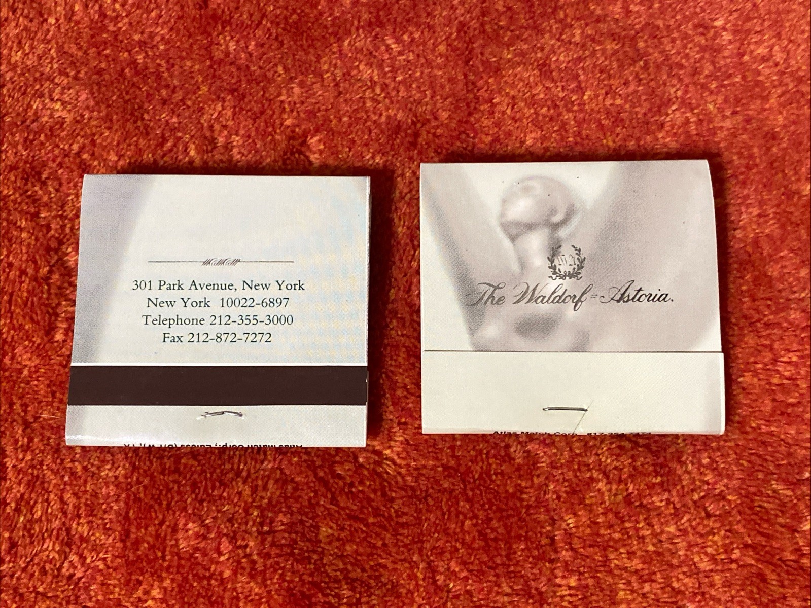The Waldorf-Astoria Matchbooks, Set Of 2, Park Avenue, New York, Unstruck The Waldorf-Astoria Matchbooks, Set Of 2, Park Avenue, New York, Unstruck
